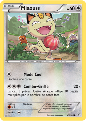 Carte Pokémon Miaouss 67/108 Commune Ciel Rugissant