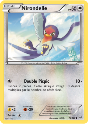 Carte Pokémon Nirondelle 70/108 Commune Ciel Rugissant