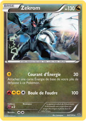 Carte Pokémon Zekrom 64/108 Holographique Ciel Rugissant
