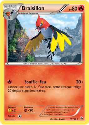 Carte Pokémon Braisillon 17/106 Peu commune Étincelles