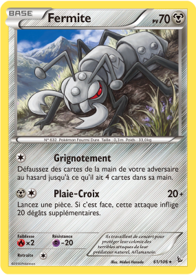 Carte Pokémon Fermite 61/106 Rare Étincelles