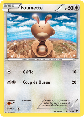 Carte Pokémon Fouinette 81/106 Commune Étincelles