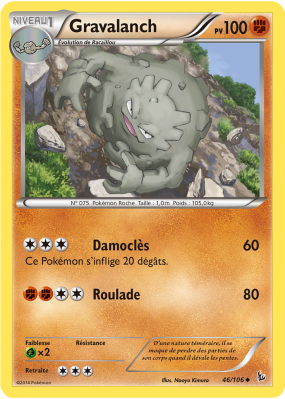 Carte Pokémon Gravalanch 46/106 Peu commune Étincelles