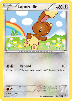 Carte Pokémon Laporeille 84/106 Commune Étincelles