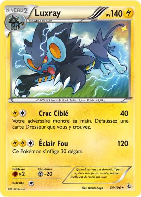Carte Pokémon Luxray 34/106 Rare Étincelles