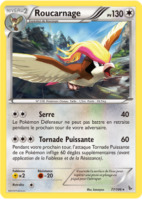 Carte Pokémon Roucarnage 77/106 Rare Étincelles