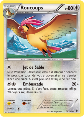 Carte Pokémon Roucoups 76/106 Peu commune Étincelles