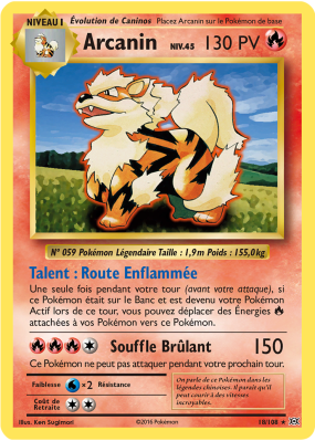 Carte Pokémon Arcanin 18/108 Rare Évolutions