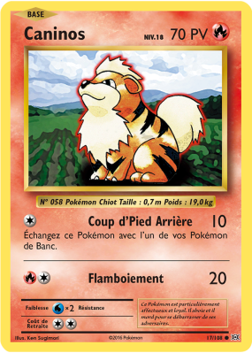 Carte Pokémon Caninos 17/108 Commune Évolutions