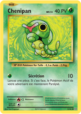 Carte Pokémon Chenipan 3/108 Commune Évolutions