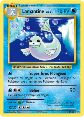 Carte Pokémon Lamantine 29/108 Rare Évolutions