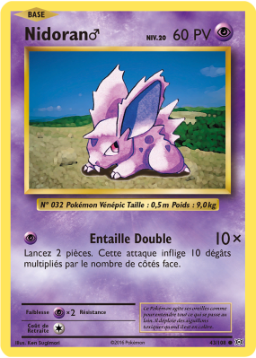 Carte Pokémon Nidoran♂ 43/108 Commune Évolutions