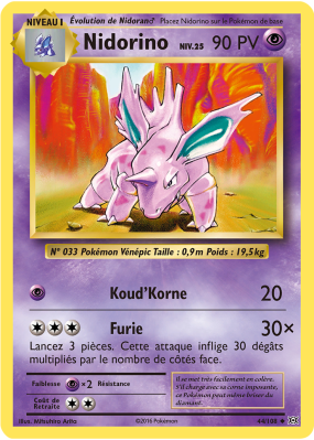 Carte Pokémon Nidorino 44/108 Peu commune Évolutions
