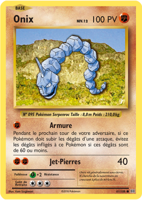 Carte Pokémon Onix 61/108 Commune Évolutions