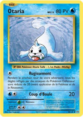 Carte Pokémon Otaria 28/108 Commune Évolutions