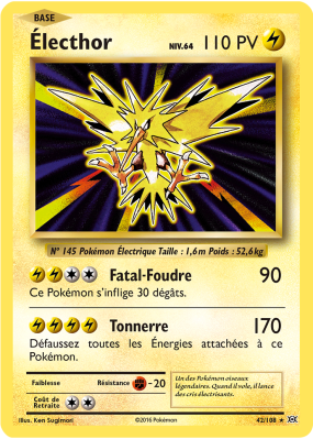 Carte Pokémon Électhor 42/108 Holographique Évolutions