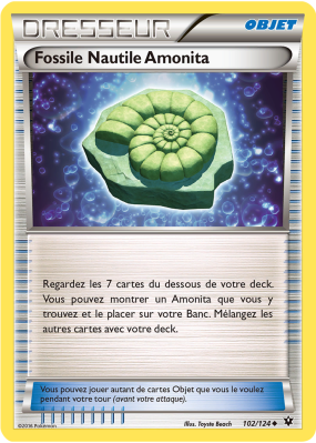 Carte Pokémon Fossile Nautile Amonita 102/124 Peu commune Impact des Destins