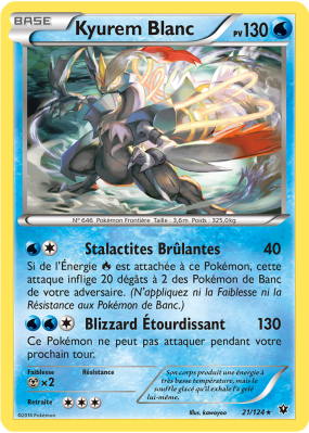 Carte Pokémon Kyurem Blanc 21/124 Holographique Impact des Destins
