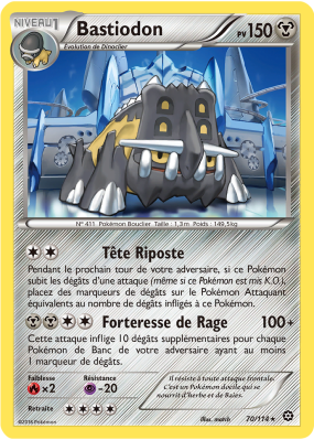 Carte Pokémon Bastiodon 70/114 Rare Offensive Vapeur