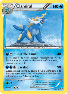 Carte Pokémon Clamiral 32/114 Rare Offensive Vapeur