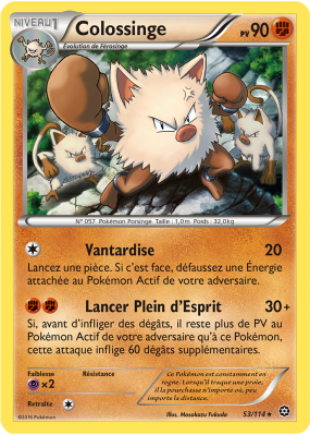 Carte Pokémon Colossinge 53/114 Rare Offensive Vapeur