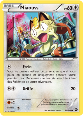 Carte Pokémon Miaouss 88/114 Commune Offensive Vapeur