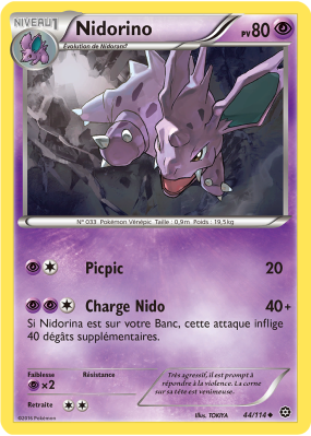 Carte Pokémon Nidorino 44/114 Peu commune Offensive Vapeur