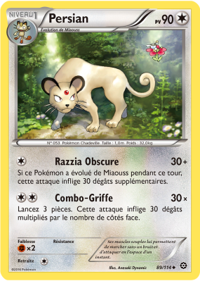 Carte Pokémon Persian 89/114 Peu commune Offensive Vapeur