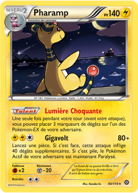 Carte Pokémon Pharamp 40/114 Holographique Offensive Vapeur