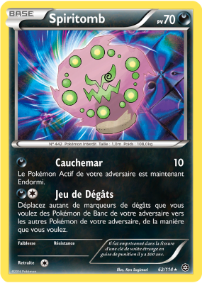 Carte Pokémon Spiritomb 62/114 Rare Offensive Vapeur