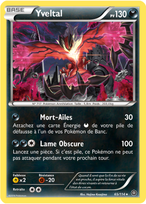 Carte Pokémon Yveltal 65/114 Holographique Offensive Vapeur