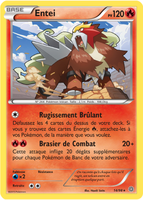 Carte Pokémon Entei 14/98 Rare Origines Antiques