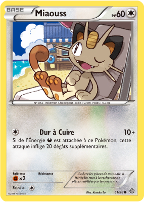 Carte Pokémon Miaouss 61/98 Commune Origines Antiques