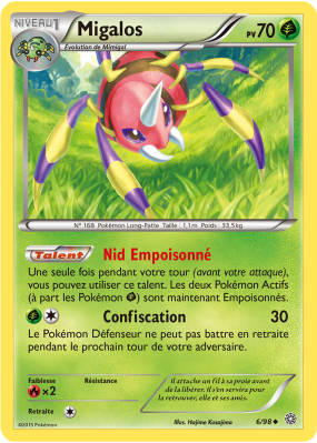 Carte Pokémon Migalos 6/98 Peu commune Origines Antiques