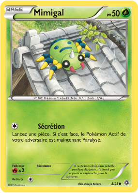 Carte Pokémon Mimigal 5/98 Commune Origines Antiques