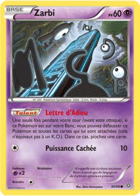 Carte Pokémon Zarbi 30/98 Commune Origines Antiques