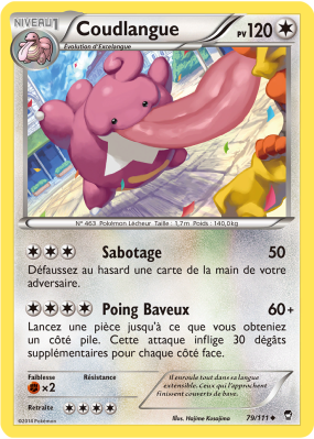 Carte Pokémon Coudlangue 79/111 Peu commune Poings Furieux