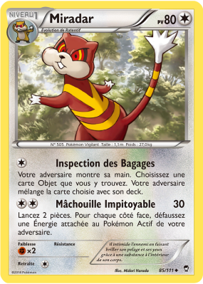 Carte Pokémon Miradar 85/111 Peu commune Poings Furieux