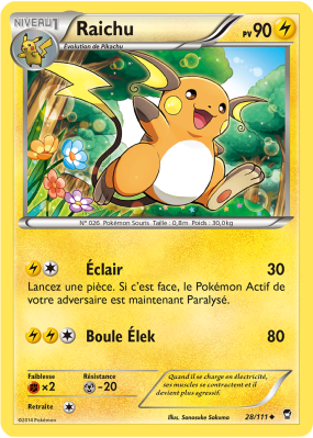 Carte Pokémon Raichu 28/111 Peu commune Poings Furieux