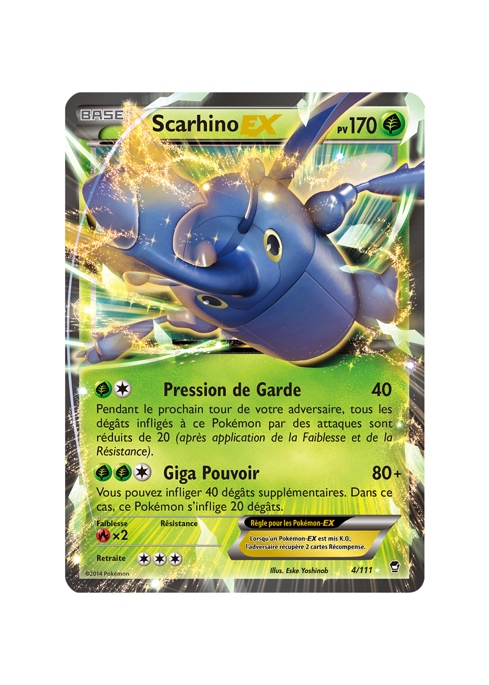 CARTE POKÉMON MÉGA Scarhino Ex 5/111 - Ultra - XY Poings Furieux - FR
