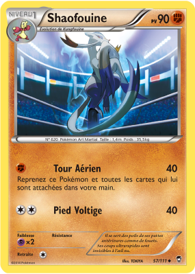 Carte Pokémon Shaofouine 57/111 Peu commune Poings Furieux