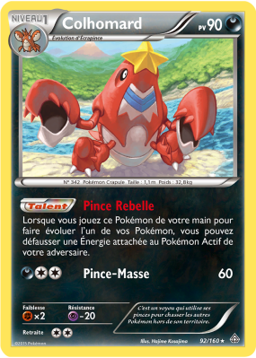 Carte Pokémon Colhomard 92/160 Holographique Primo-Choc