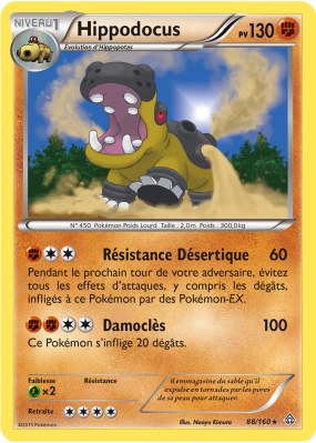 Carte Pokémon Hippodocus 88/160 Holographique Primo-Choc