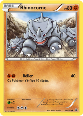 Carte Pokémon Rhinocorne 74/160 Commune Primo-Choc