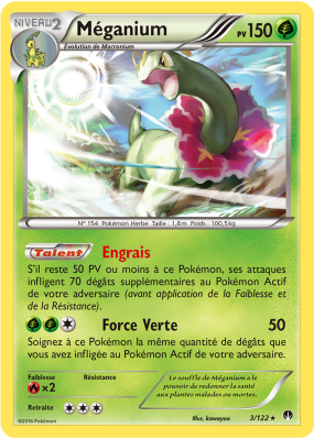 Carte Pokémon Méganium 3/122 Holographique Rupture TURBO