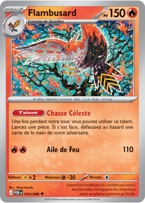 Carte Pokémon Flambusard 014/088 Peu commune Équilibre Parfait