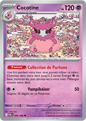 Carte Pokémon Cocotine 036/088 Peu commune Équilibre Parfait