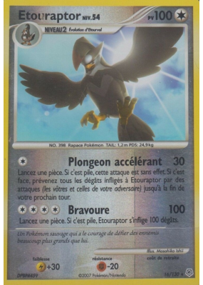 Carte Pokémon Etouraptor 16/130 Holographique Diamant & Perle (JCC)