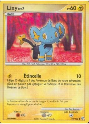 Carte Pokémon Lixy 98/130 Commune Diamant & Perle (JCC)