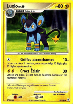 Carte Pokémon Luxio 52/130 Peu commune Diamant & Perle (JCC)